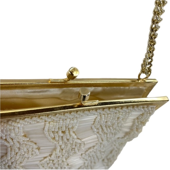 Vintage Hand Beaded Bag Ivory/Gold - Picture 5 of 14